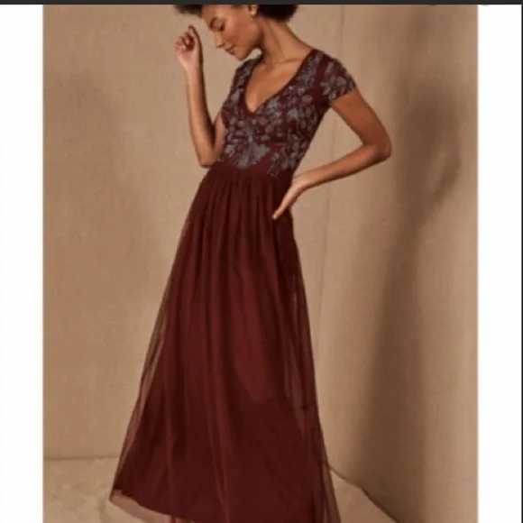 bhldn bridesmaid dress size chart BHLDN Piper V-Neck Side-Slit Satin Gown 0 / Sedona main image 0
